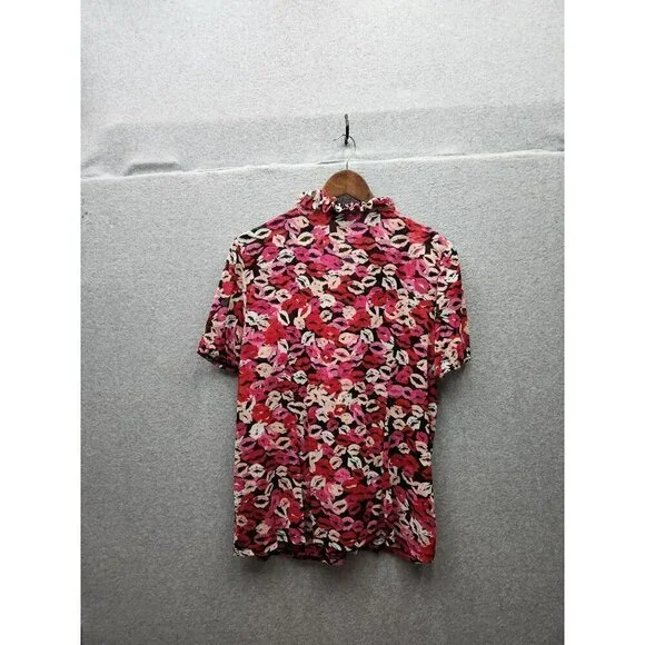 INC International Concepts Womens Ruffled Lips Blouse 1X Multicolor Nylon - Picture 4 of 4